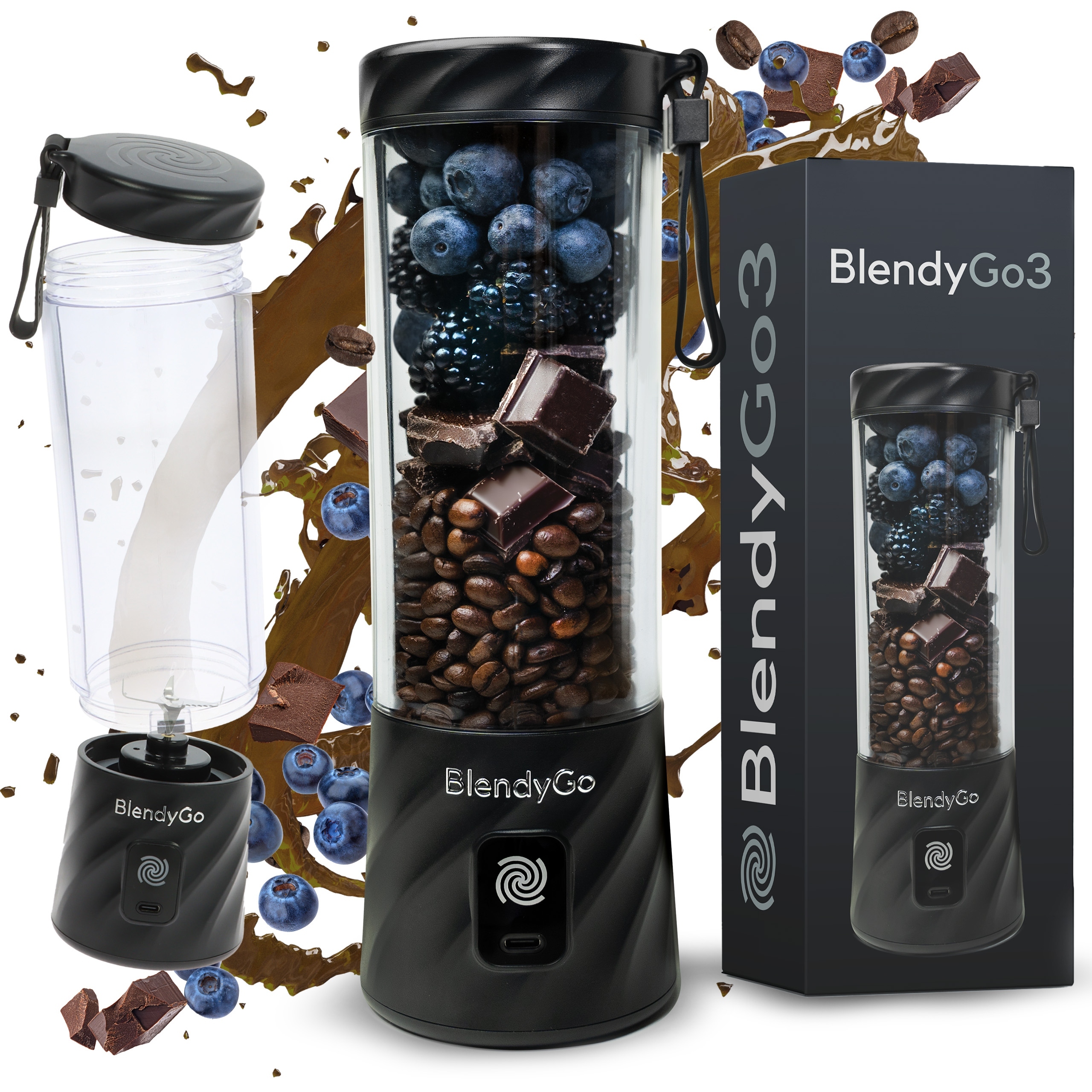 BlendyGo 3 250 W hrnčekový mixér, čierny