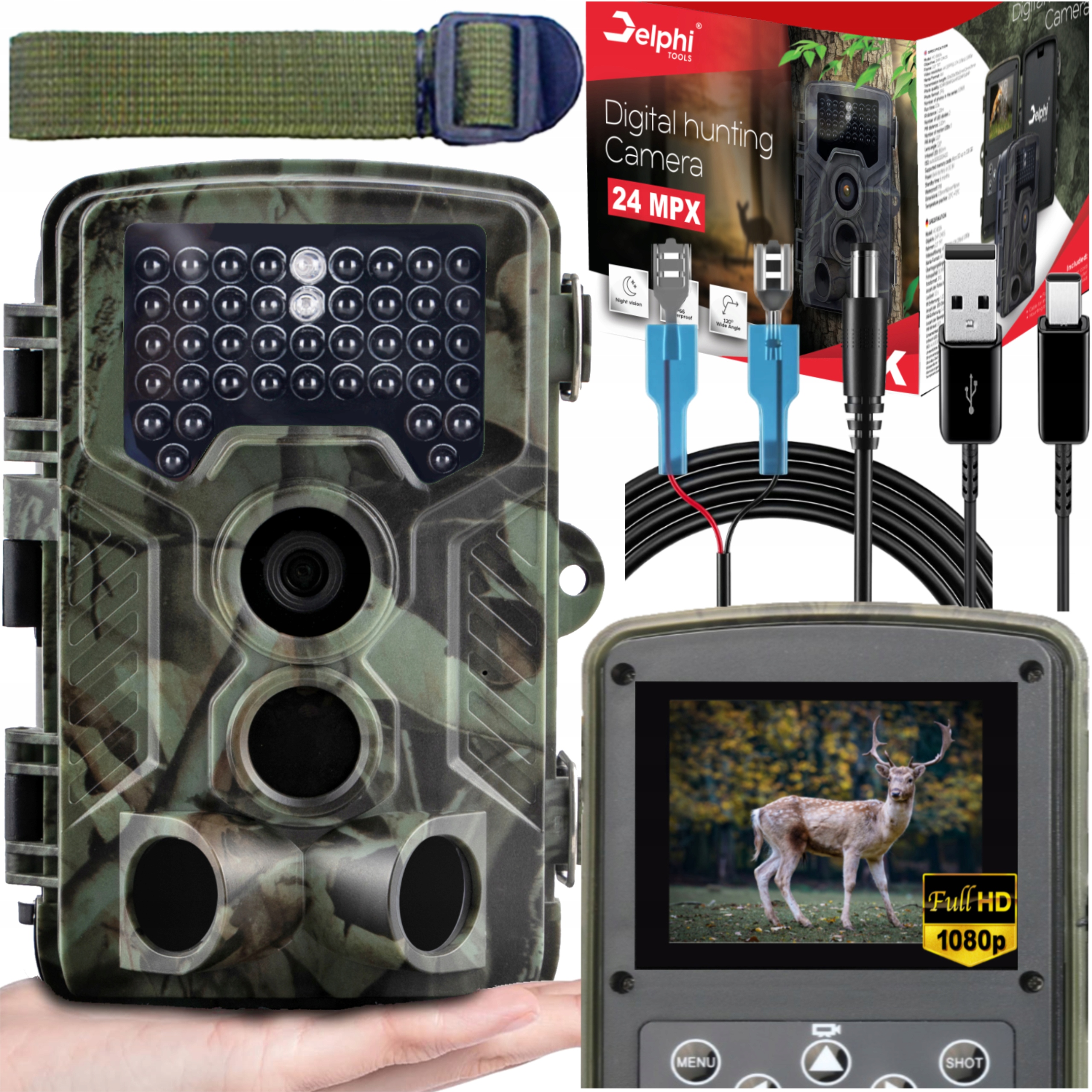 SCAM TRAPS IR 940nm KAMERA NA LOV NA LESY Full HD Poľské menu + NAPÁJACÍ KÁBEL pre CAMERA SHOOT TRAPS na prepojenie s DC powerbankami