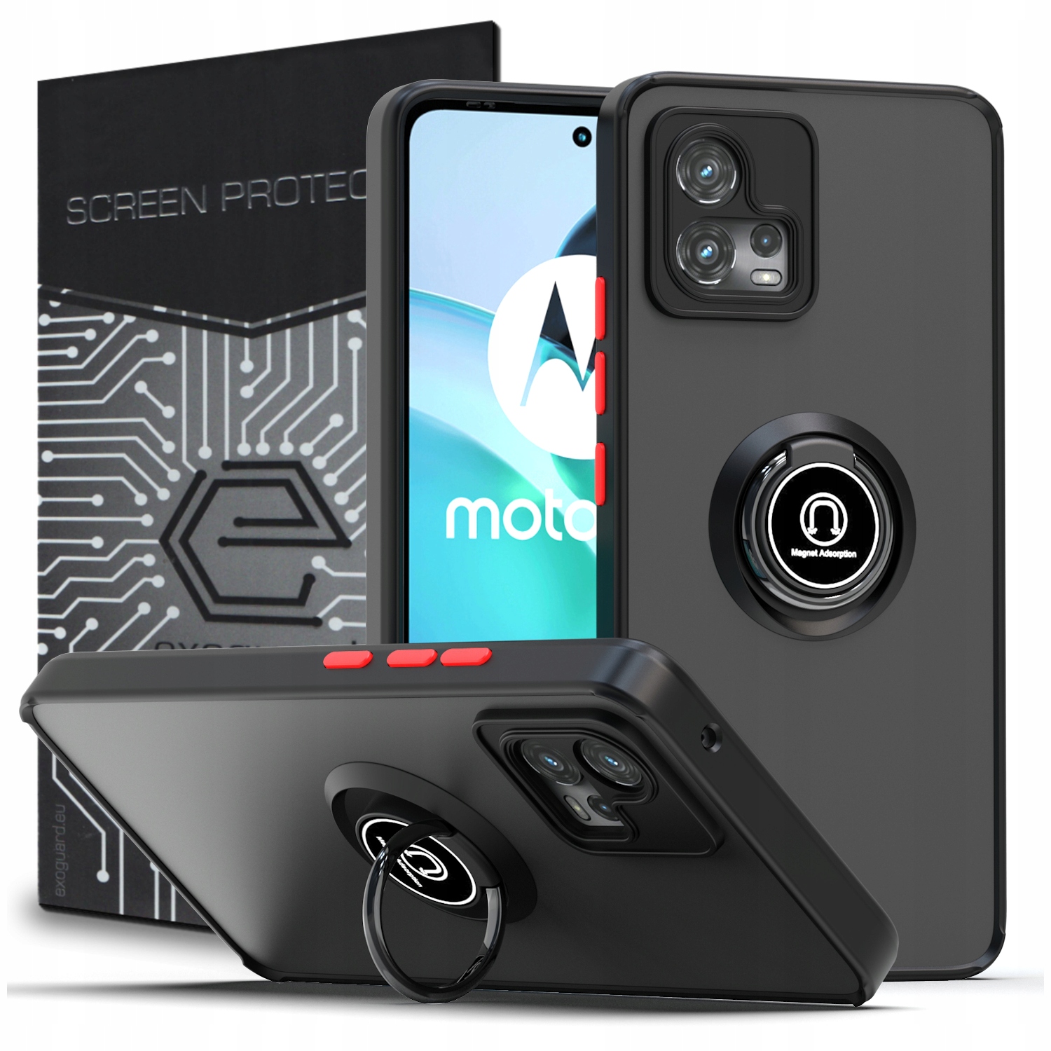 Zadná časť Exoguard pre MOTOROLA MOTO G72 O-RING CASE, čierna