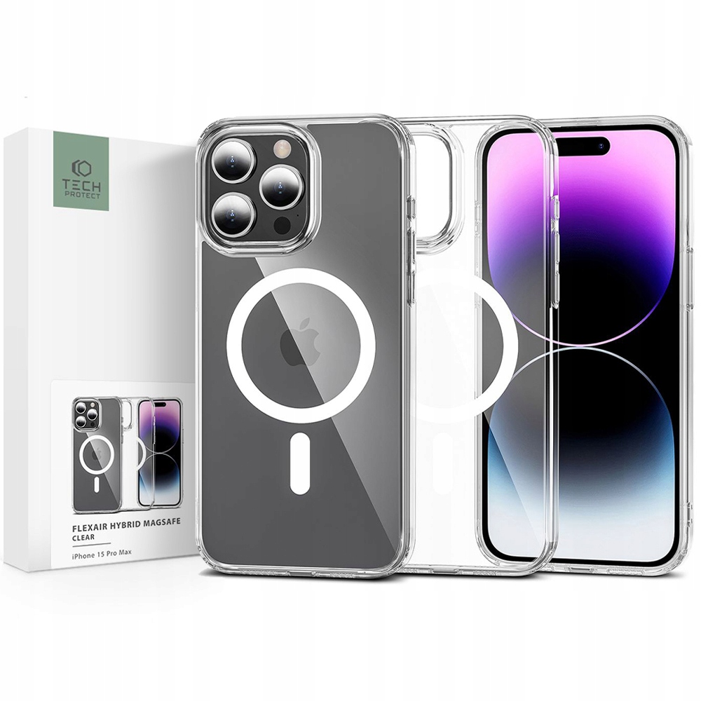 Tech-protect chrbt pre Apple iPhone 15 Pro Max Flexair Hybrid MagSafe bezfarebný
