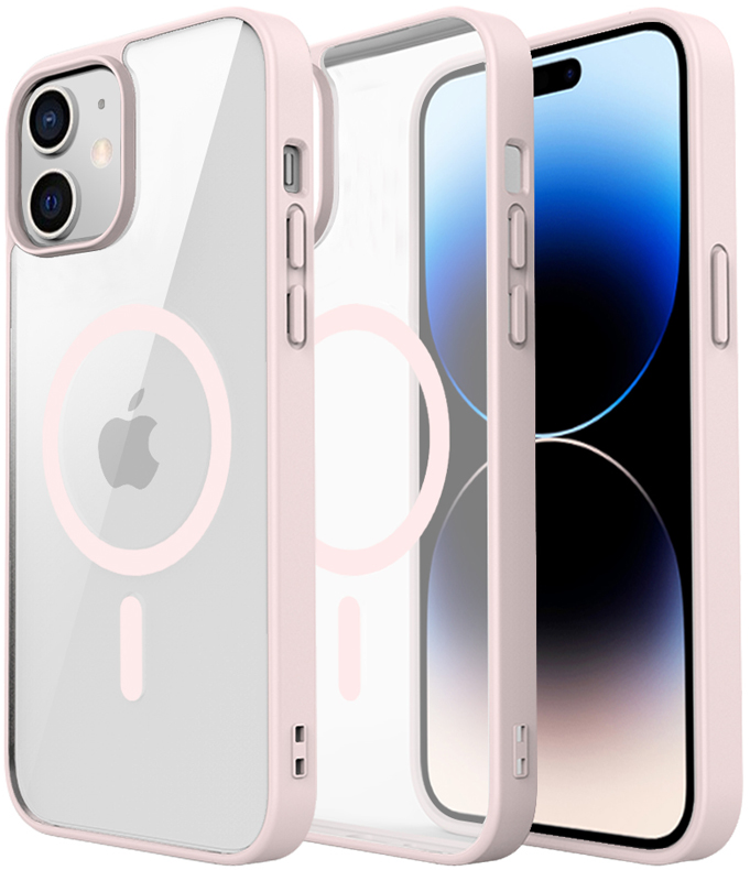 Zadné strany RabbitMob pre Apple iPhone 12/12 PRO TRANSPARENT FOR MAGSAFE ružové