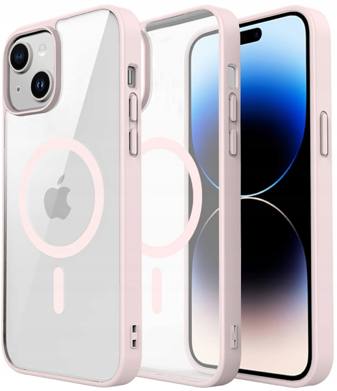 Zadné strany RabbitMob pre Apple iPhone 14 Plus/15 Plus TRANSPARENTNÉ PRE MAGSAFE ružové