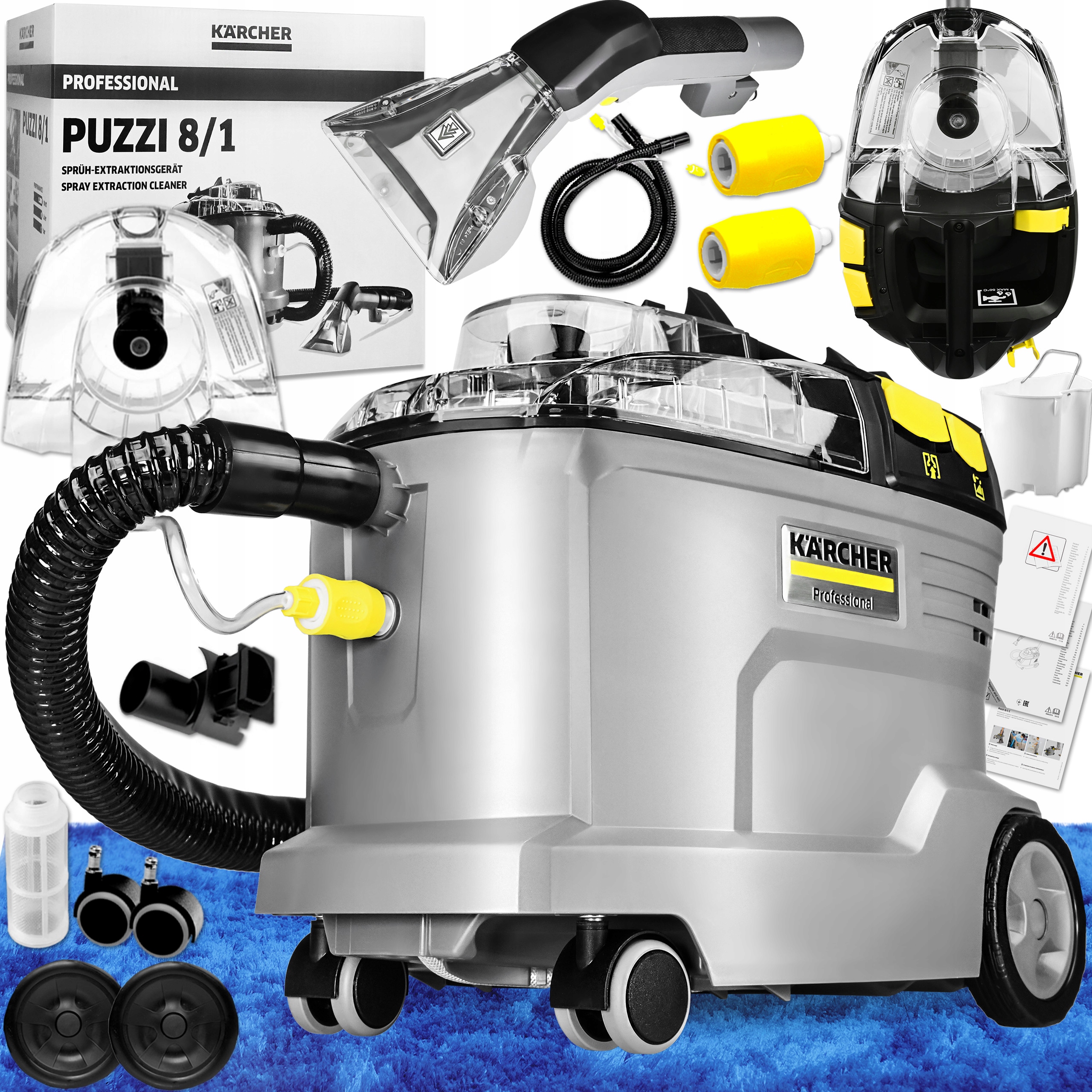 Odchodný vysávač Kärcher Puzzi 8/1 Nový model 1200 v striebornej/šedej farbe