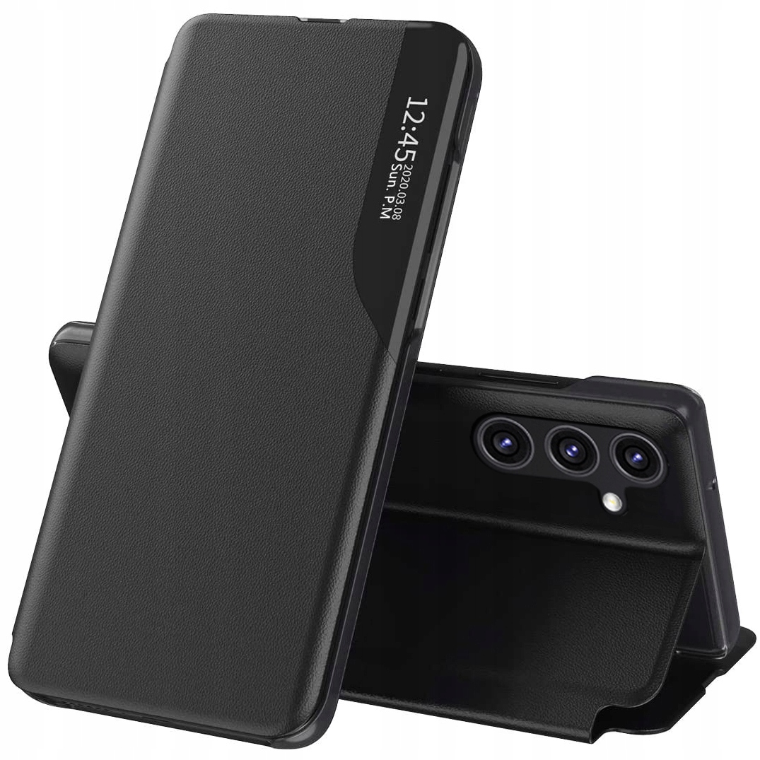 Flipové puzdro pre SAMSUNG GALAXY S24+ PLUS KOŽENÉ Púzdro čierne