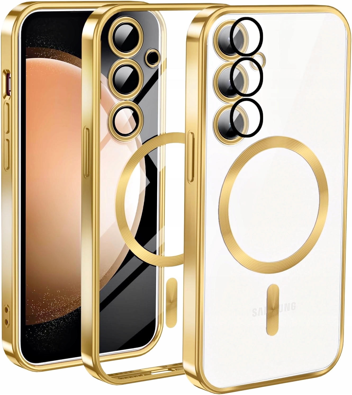 Zadné strany SASAL pre Samsung Galaxy S24 5G TPU Gold Gold Očarujúce zlaté