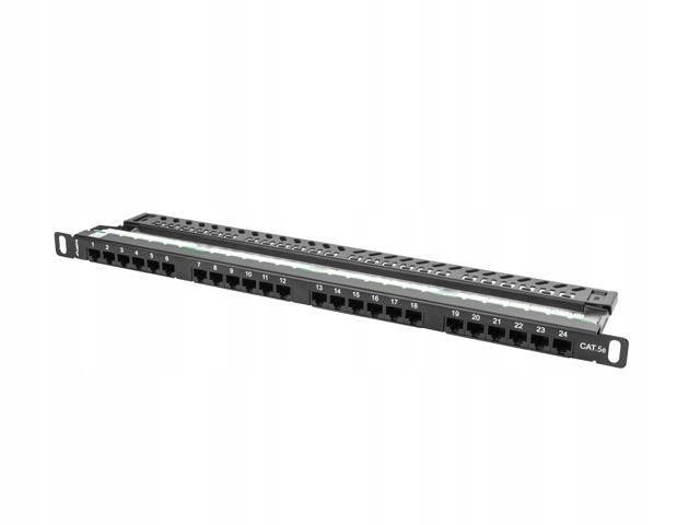 Patch panel 24 portov 0,5U Cat.5E čierny