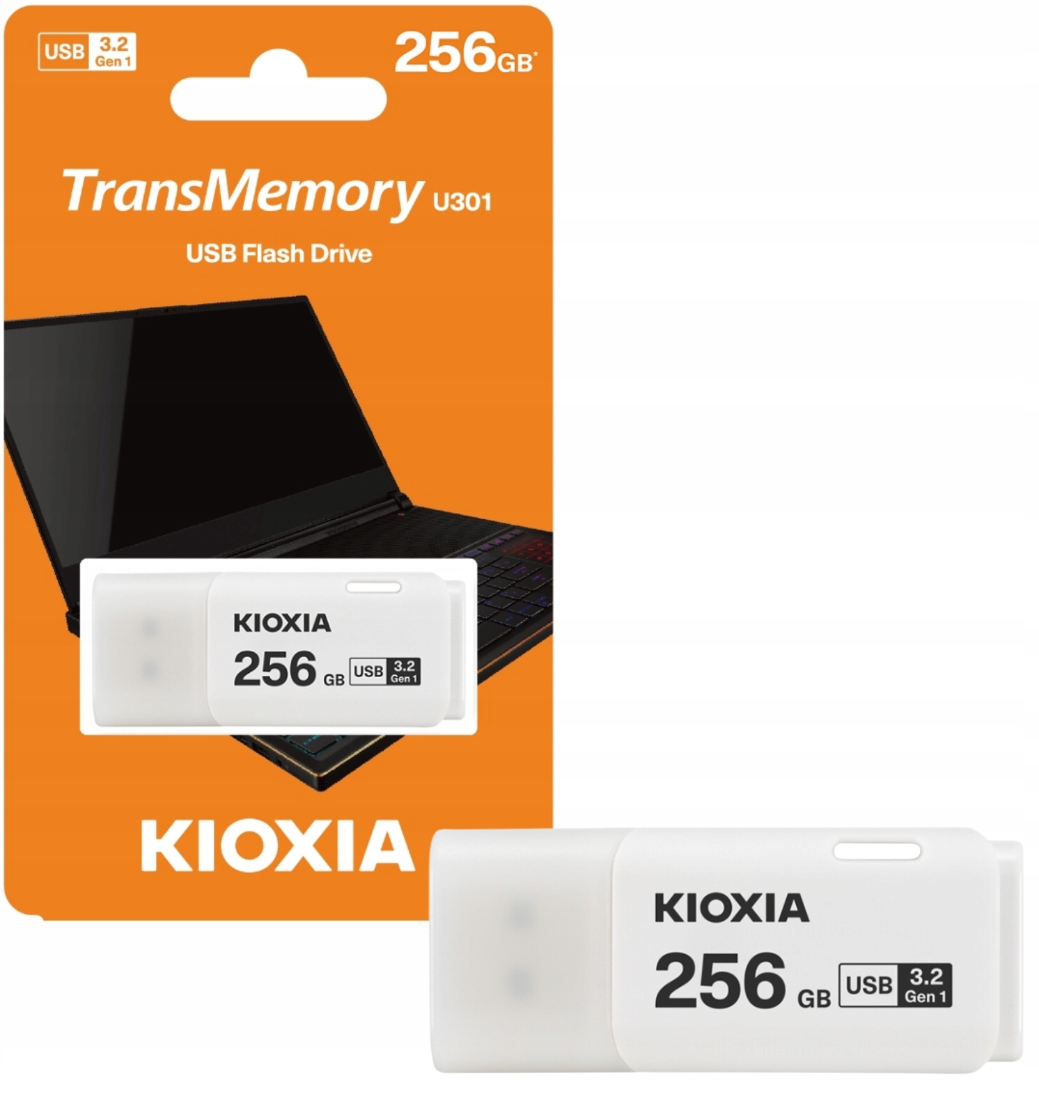 Pendrive Kioxia U301 Hayabusa 256 GB USB 3.2 biely