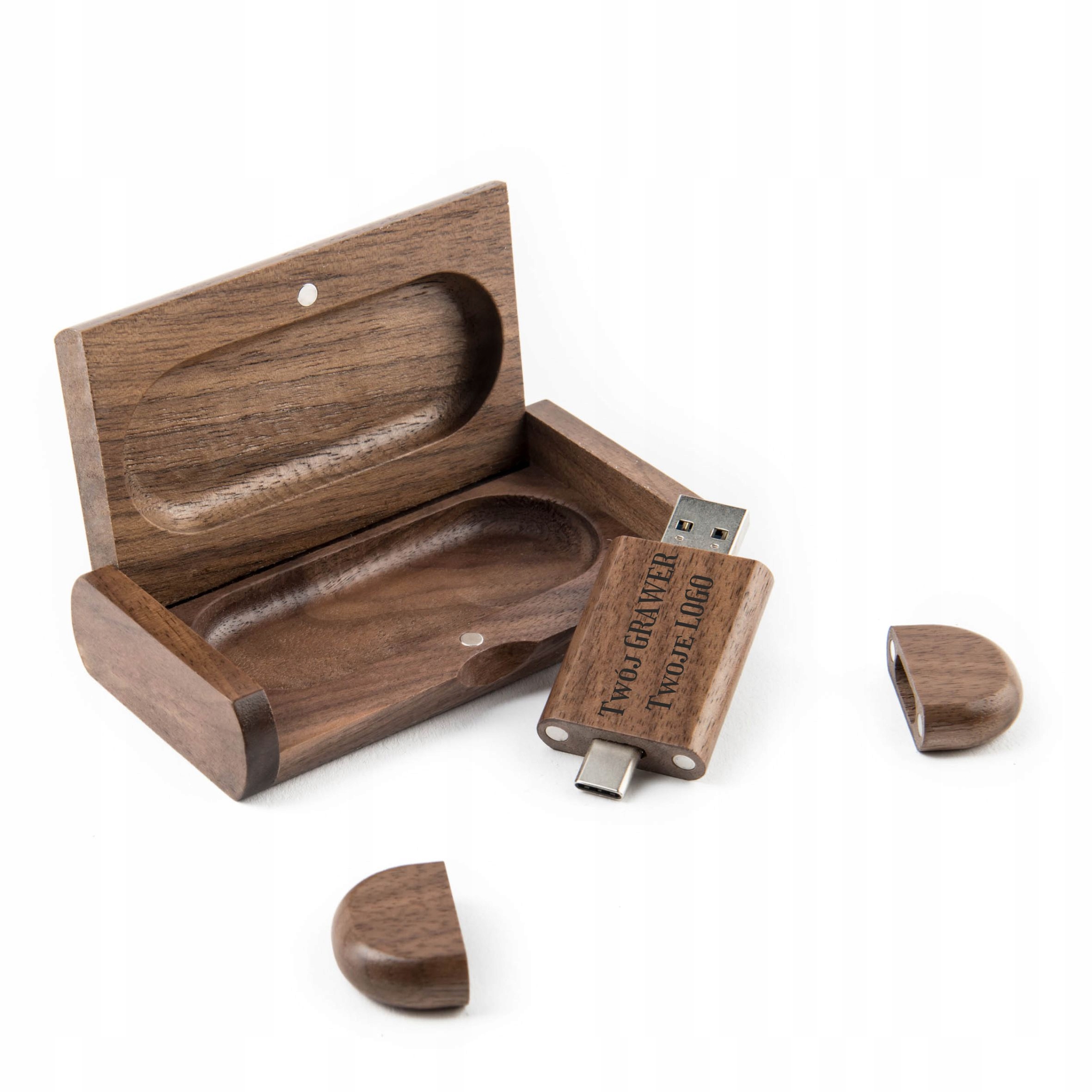 MemoRabbit Pendrive Drevo ORECH USB 3.0 USB-C + GRAVÍROVANIE 64 GB USB 3.0, USB 3.1 typ C, USB 3.2 hnedá