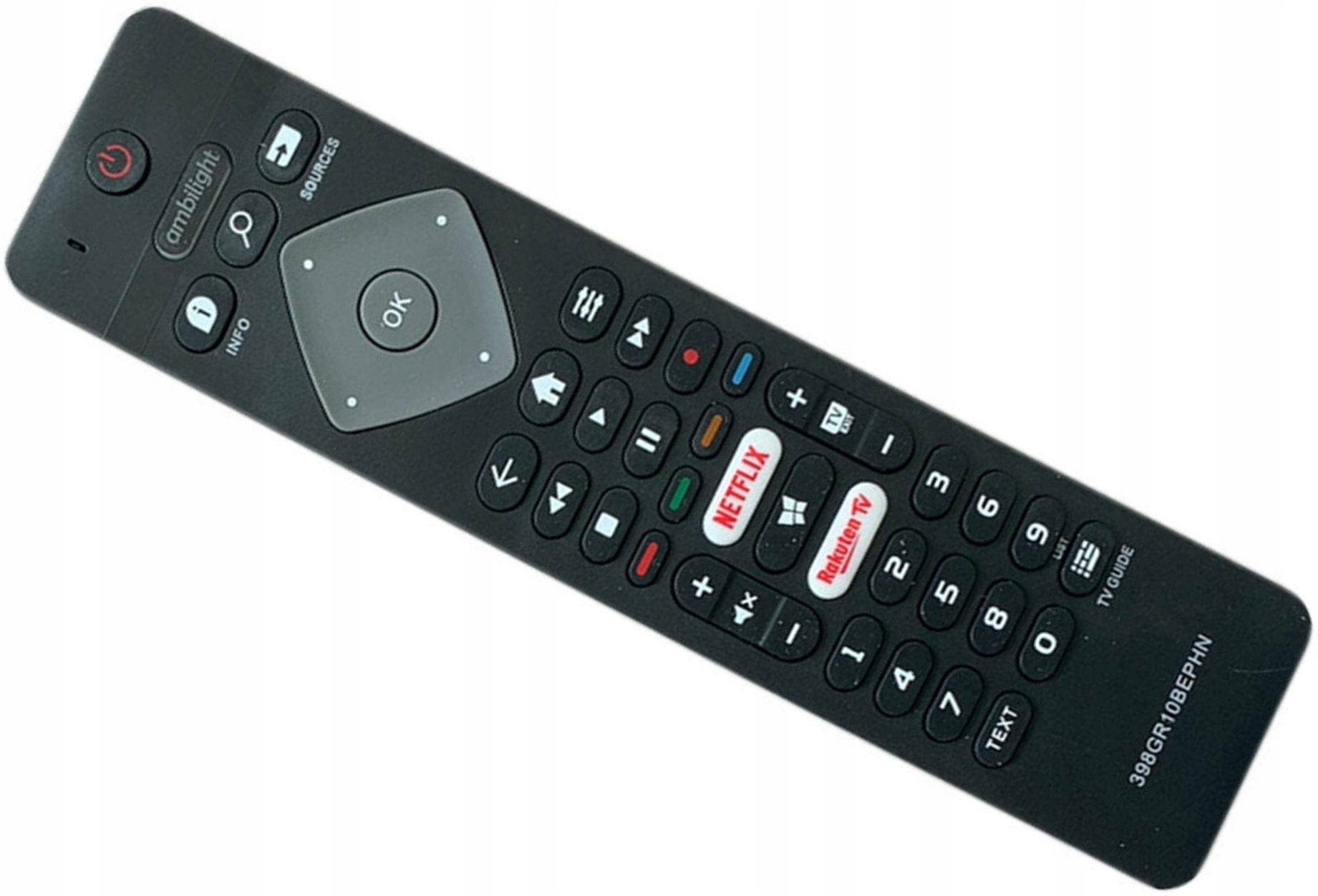 Pilot náhradný televízor LED Ambilight Smart Netflix Rakuten Philips 398GR10BEPHN0016BC SERIE PUS PUT PFS PHS BLACK