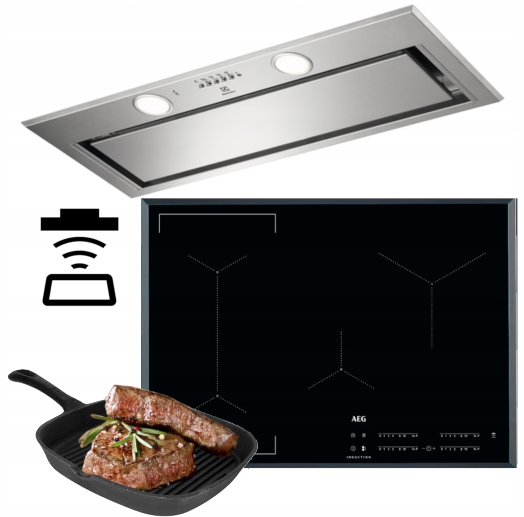 Doska 71cm AEG IKE74441FB + HOOD LFG719X + BBQ