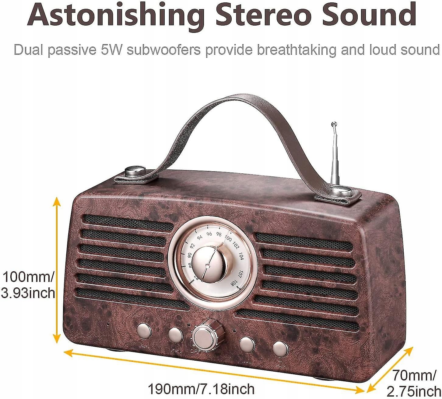 Prenosný retro reproduktor Bluetooth, FM Radio,