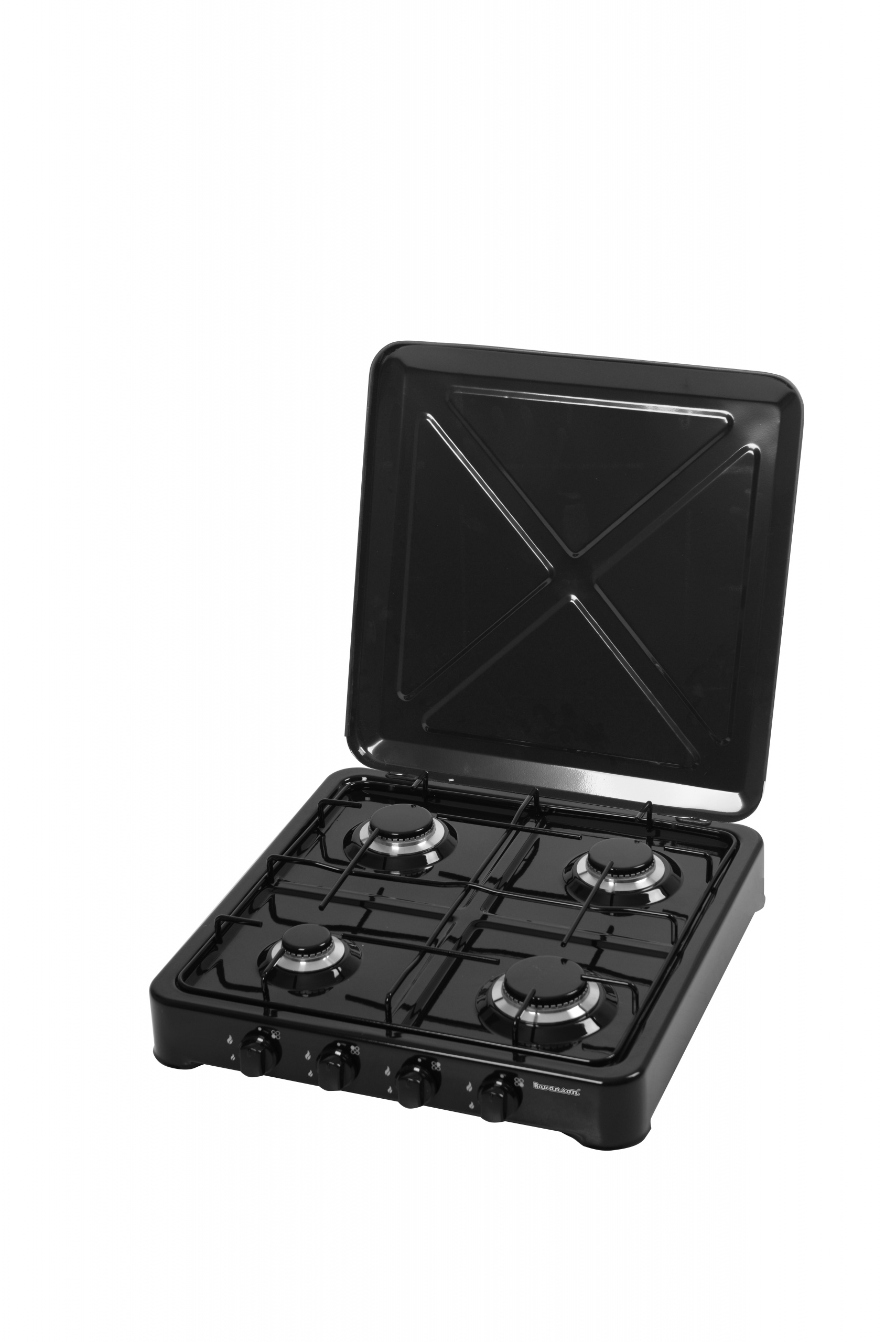 Prenosný plynový varič so 4 horákmi, čierny kov K-04TB Ravanson