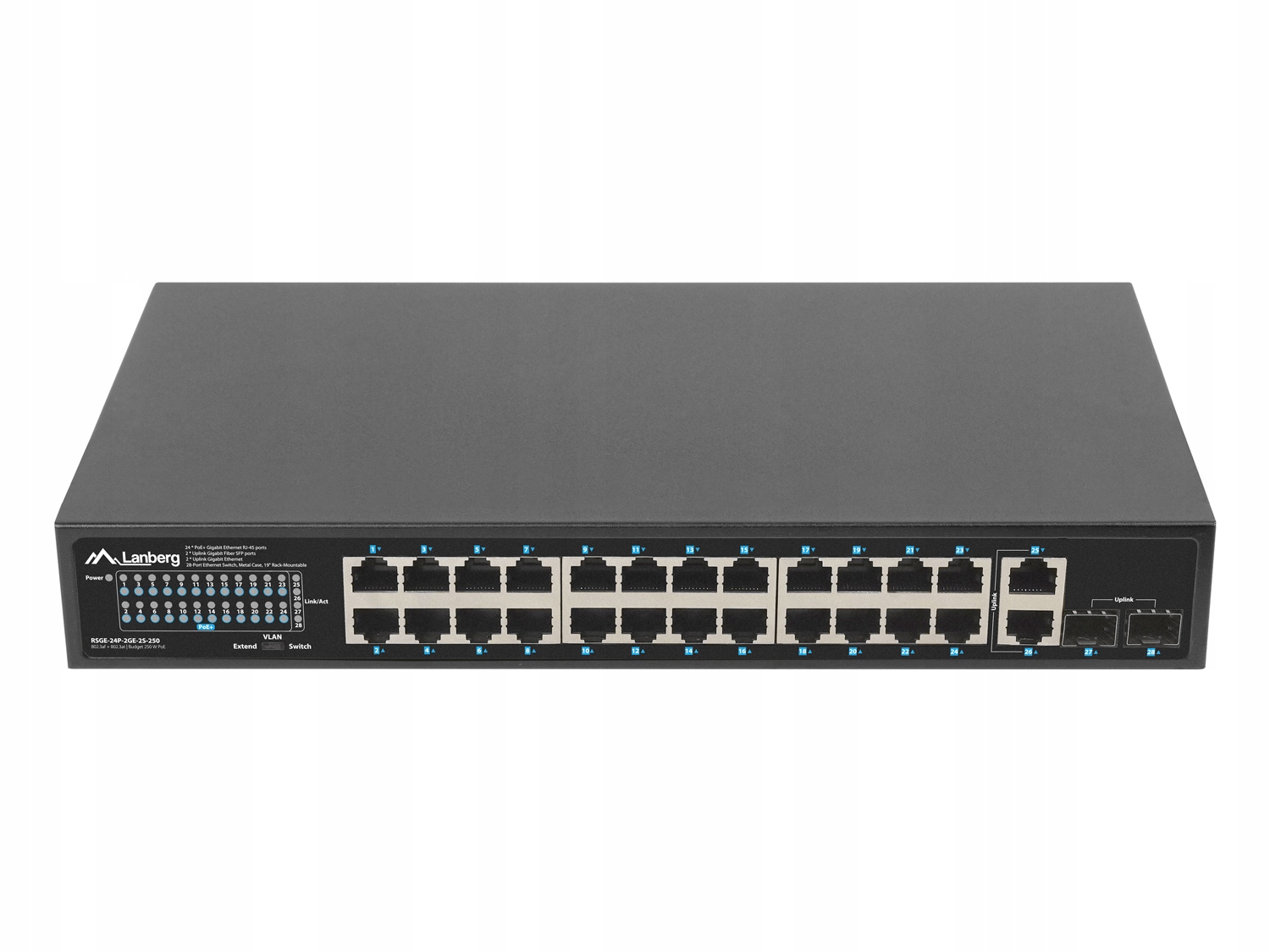 Lanberg Switch 24x1GB POE+ 2xGB 2xSFP rack 19'' gigabitový ethernet 360W