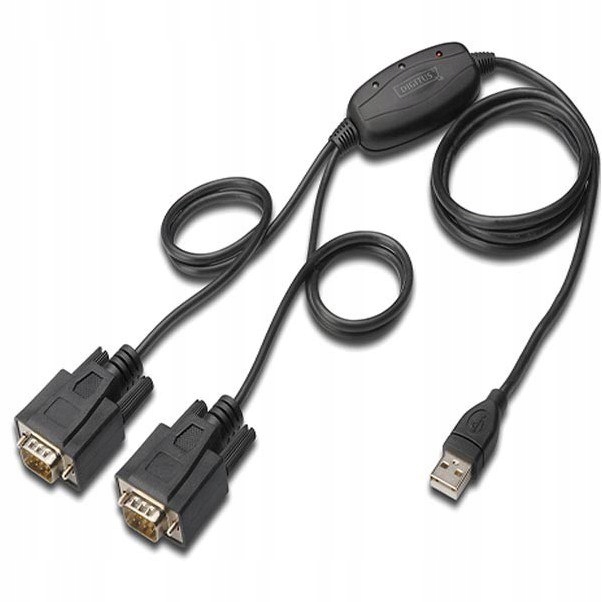 Prevodník/adaptér Digitus USB 2.0 na 2x RS232 (DB9) s káblom USB AM/F, dĺžka 1,5 m