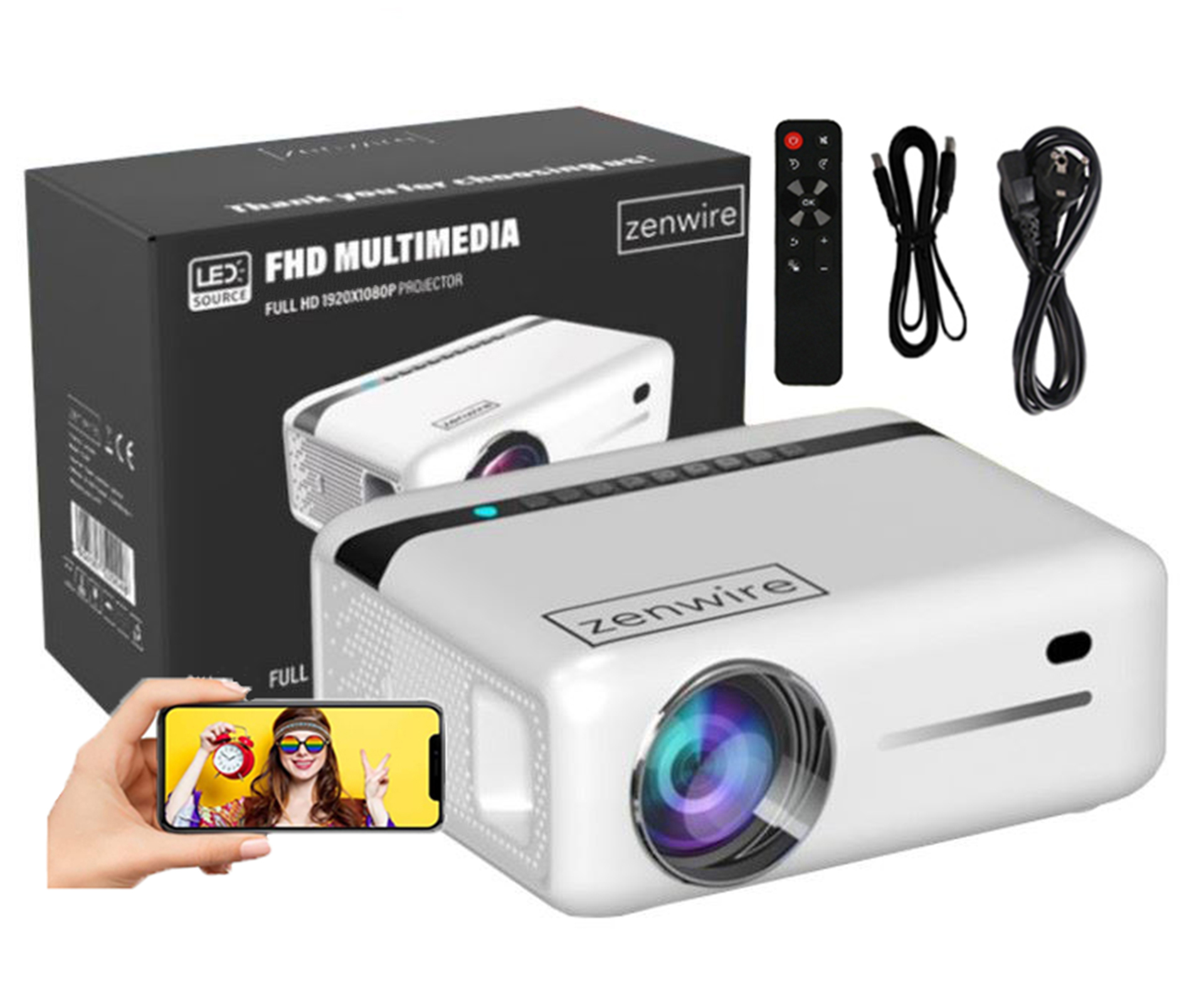 LED projektor Zenwire E520H biely + Diaľkové ovládanie pre projektor Zenwire