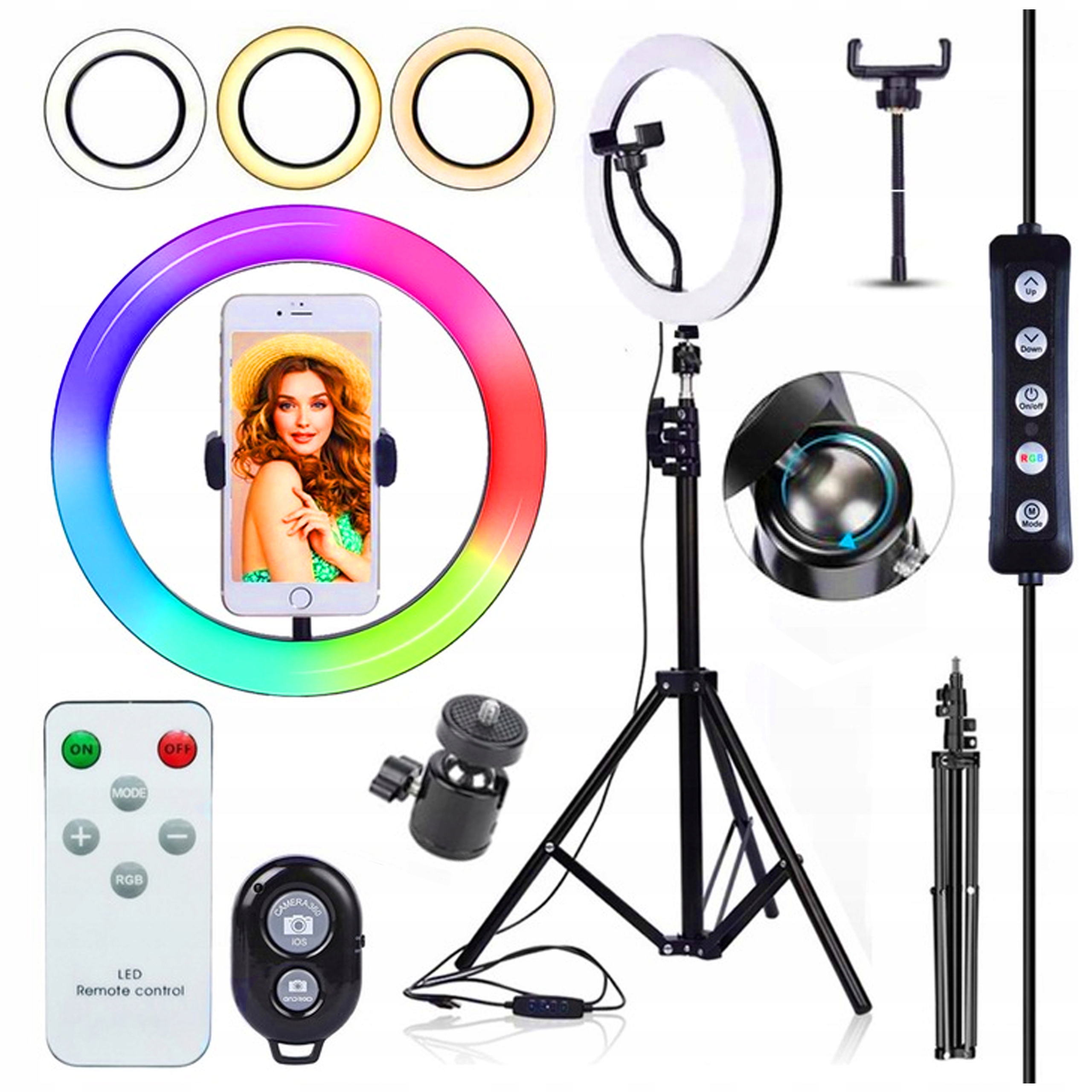 RGB LED PRSTEŇOVÁ LAMPA MAKEUP SELFIE STATÍV