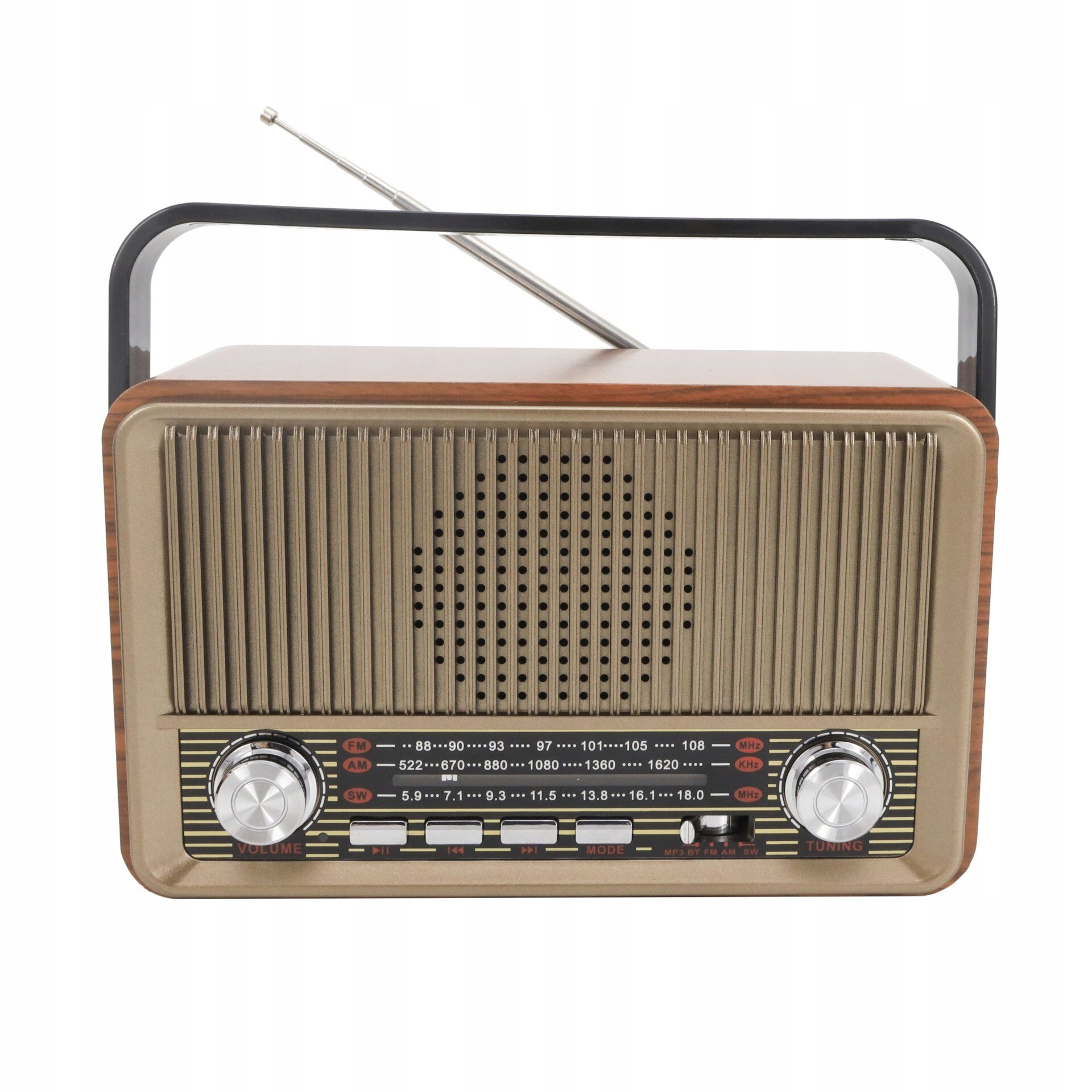 Prenosný drevený retro Bluetooth Radio FM / AM