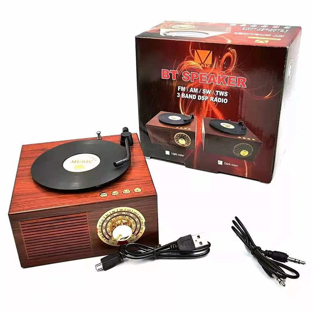 Prenosný retro otočný rádio FM Am Bluet reproduktor