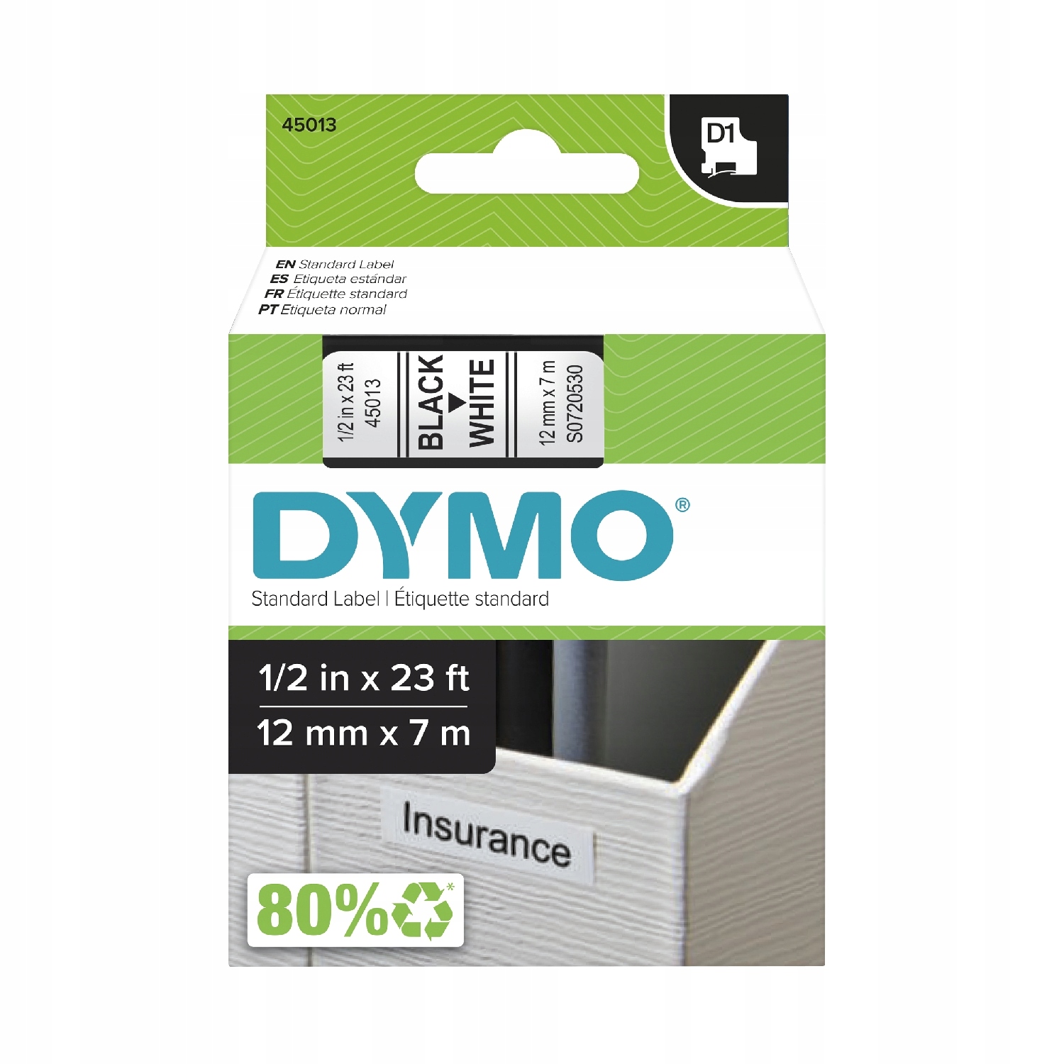 Dymo 45013 S0720530 páska do tlačiarne biela 12 mm x 7 m
