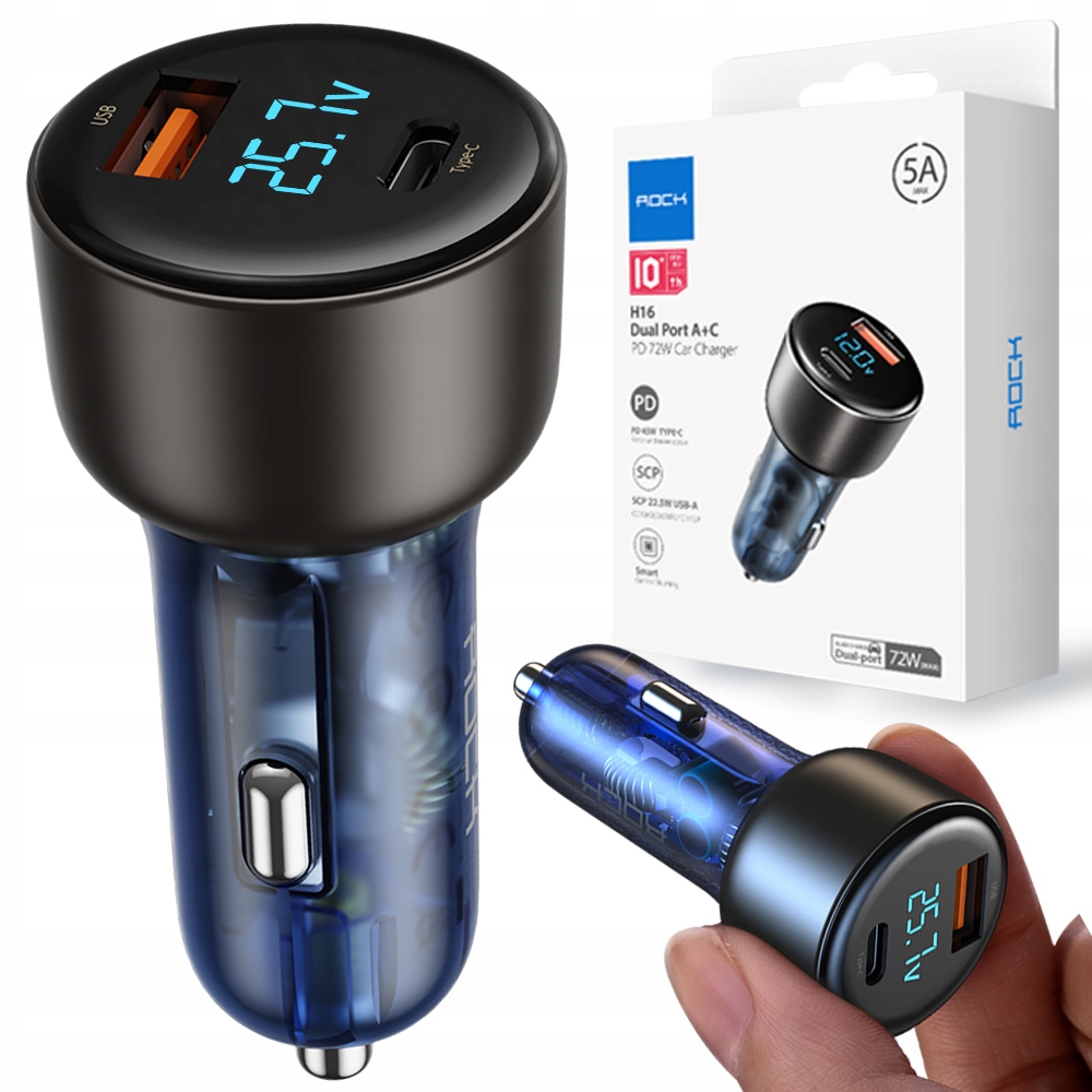 Nabíjačka do auta, USB typ C Rock 5000 mA