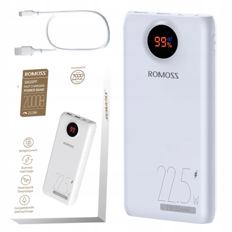 Powerbanka Romoss 20000 mAh biela