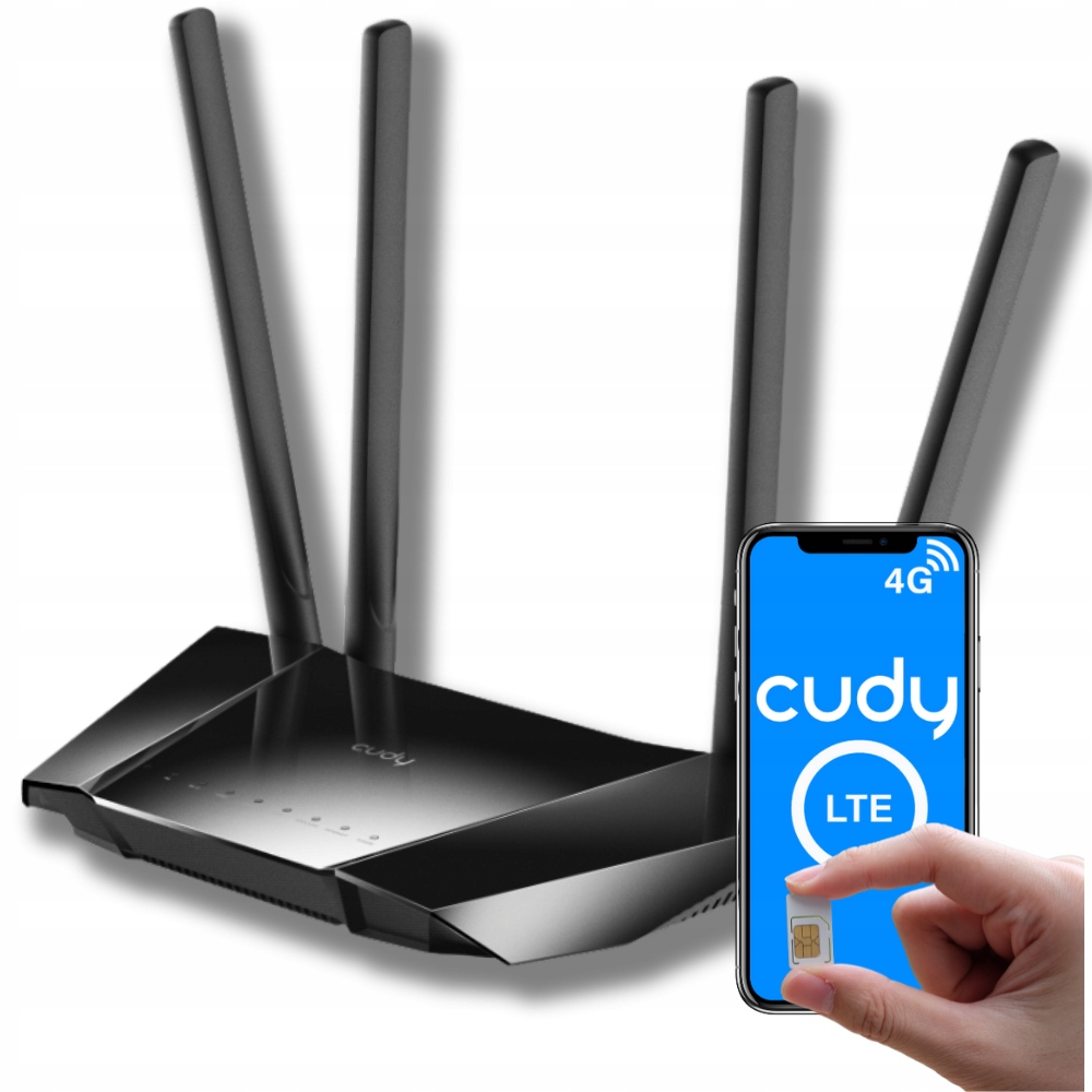 Router Cudy LT400 802.11n (Wi-Fi 4) + Patchcord U/UTP 5e Netrack RJ45 / RJ45 0,5 m sivý