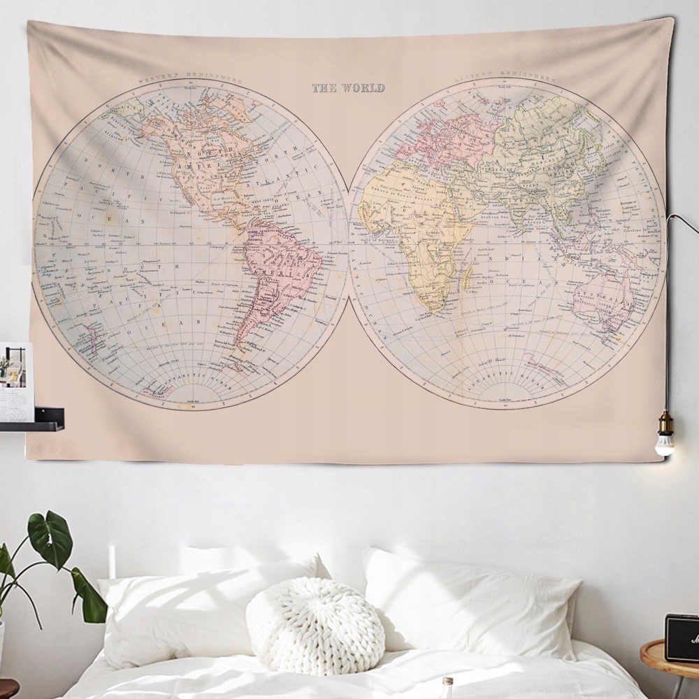 Retro mapa tapisérie sveta mapy zavesenie na mapu