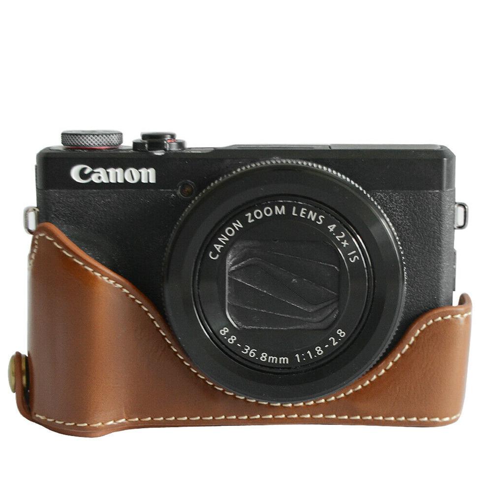 Retro pu kožená taška pre fotoaparát Canon Powersho