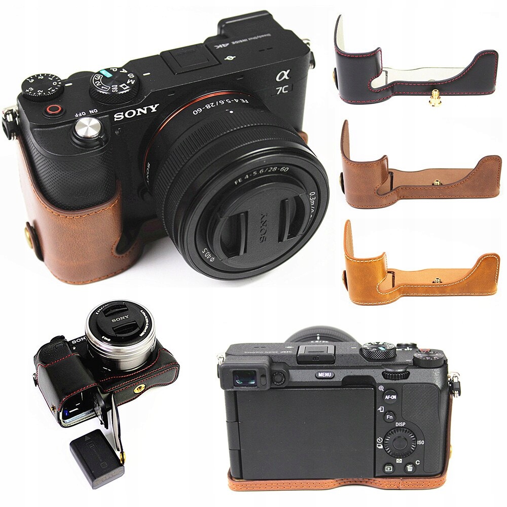 Retro pu kožená taška pre fotoaparát c