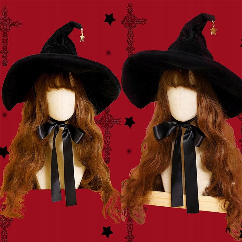 Retro vintage gotická lolita cosplay čarodejnícka čiapka