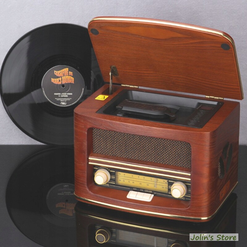 Retro drevené boxy CD prehrávač s rádiom/mp3
