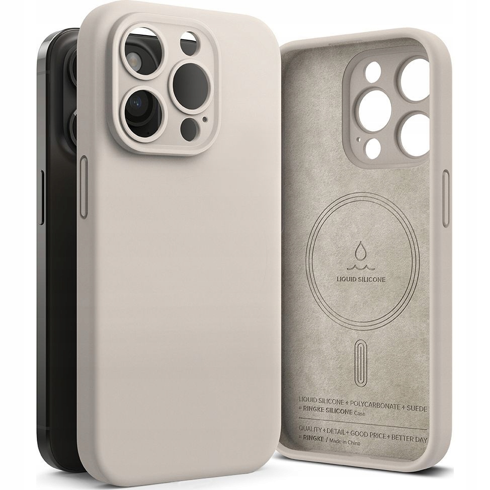 Batoh Ringke pre Apple iPhone 15 Pro Saffiano Patch, sivý