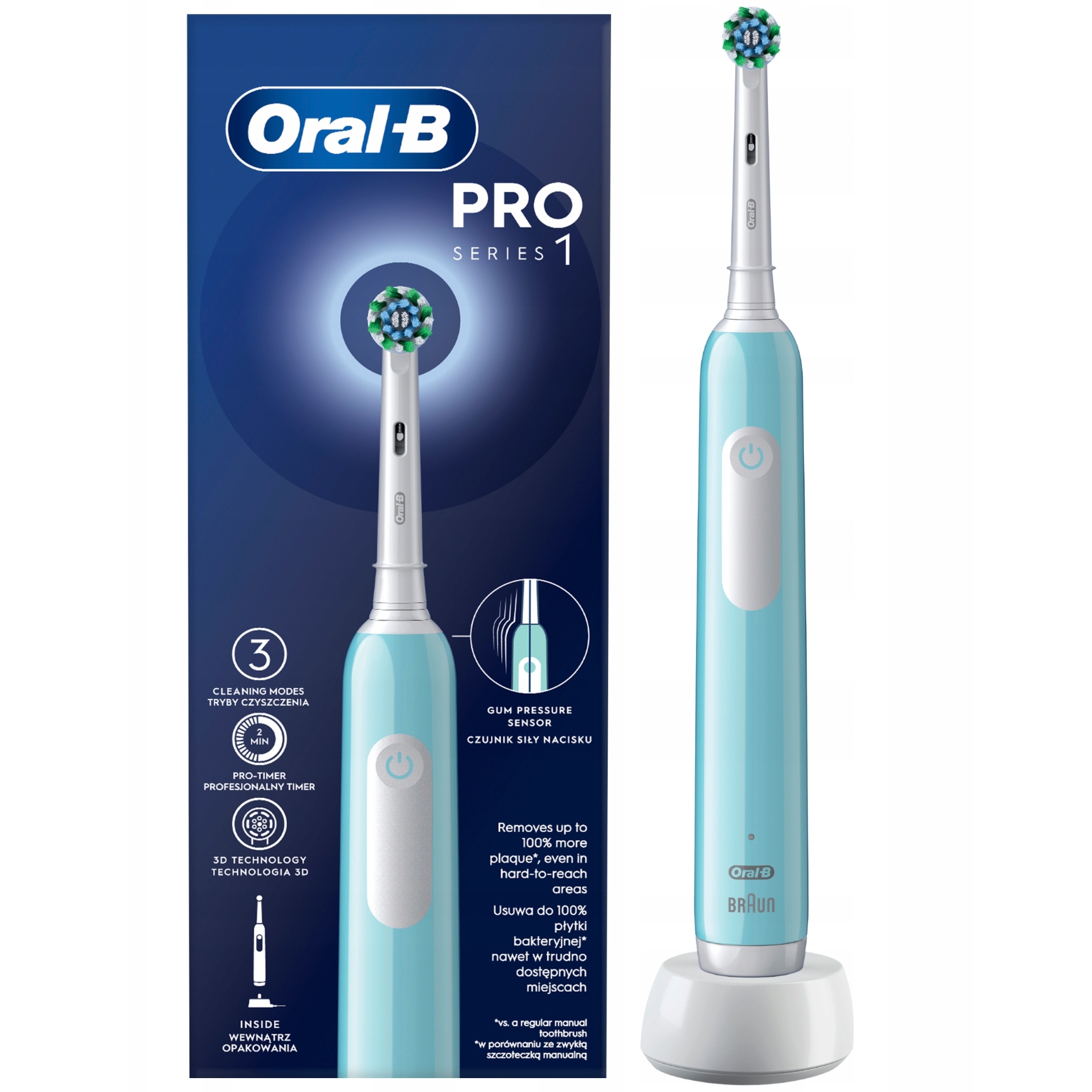 Modrá otočná elektrická zubná kefka Oral-B Pro Series1