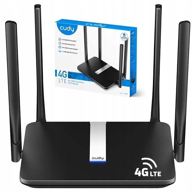 Router Cudy LT500 802.11ac (Wi-Fi 5) + Wtyk RJ45 Gold Plated 8P8C do kamery IP