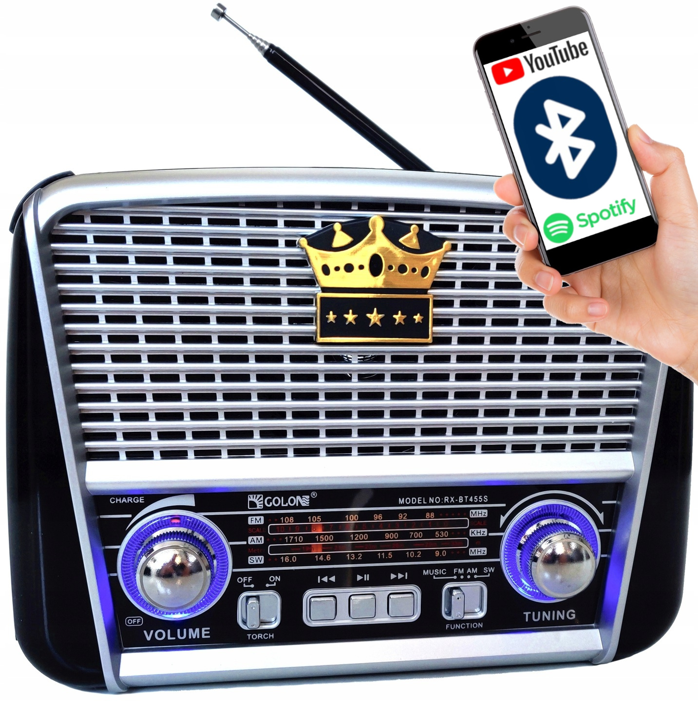 AM, FM, SW Golon RX-BT455S sieťové a batériové rádio