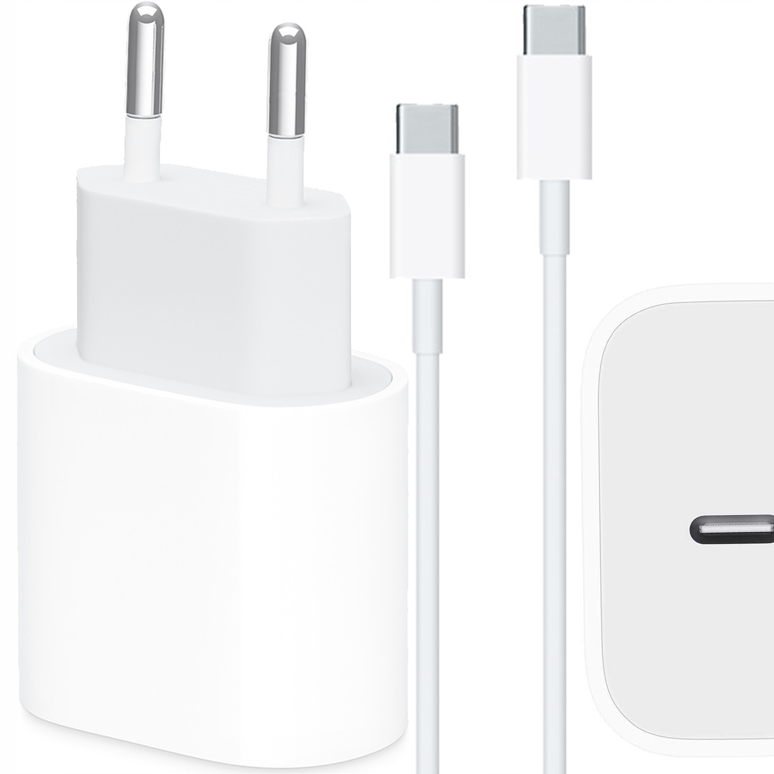 Púzdro LAZY USB typ C sieťová nabíjačka pre Apple 2400 mA 12 V sieťová kocka s káblom pre typ C typ 20W biela