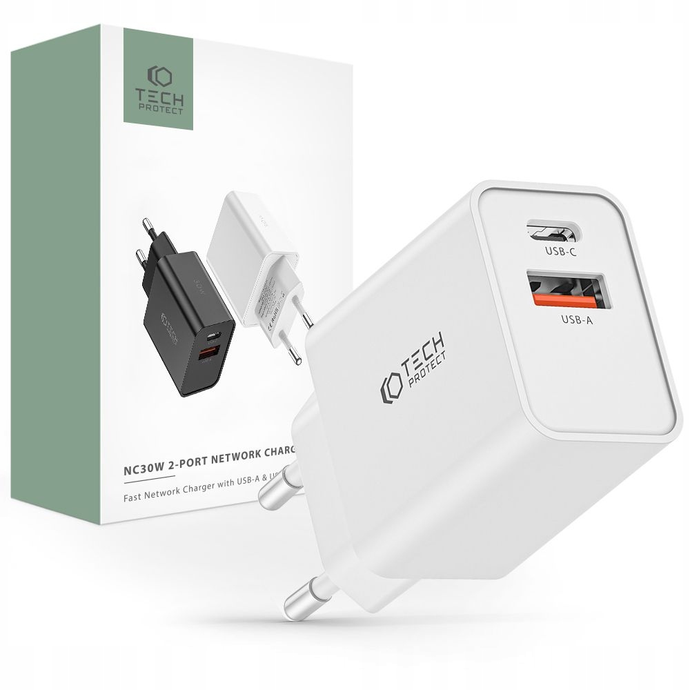 SIEŤOVÁ NABÍJAČKA USB-C PD-30W NAPÁJACÍ ZDROJ - 2 PORTY