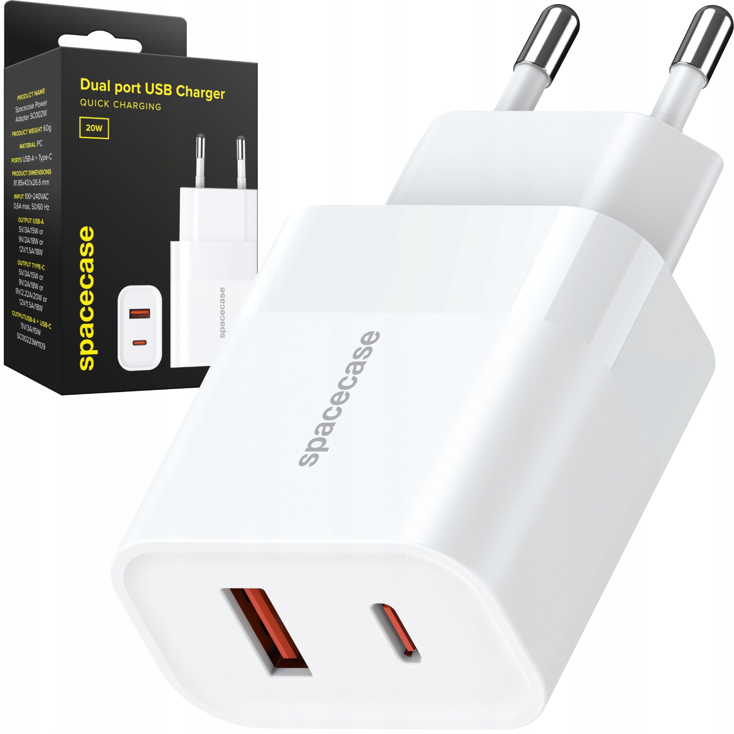 RÝCHLA SIEŤOVÁ NABÍJAČKA PRE TELEFÓN USB USB-C TYP-C 20W 3A UNIVERZÁLNA