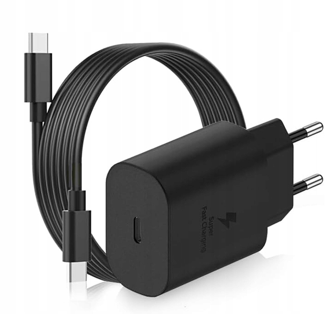 RÝCHLA SIEŤOVÁ NABÍJAČKA PRE TELEFÓNY SAMSUNG 45W KÁBEL USB-C 2M NAPÁJANIE