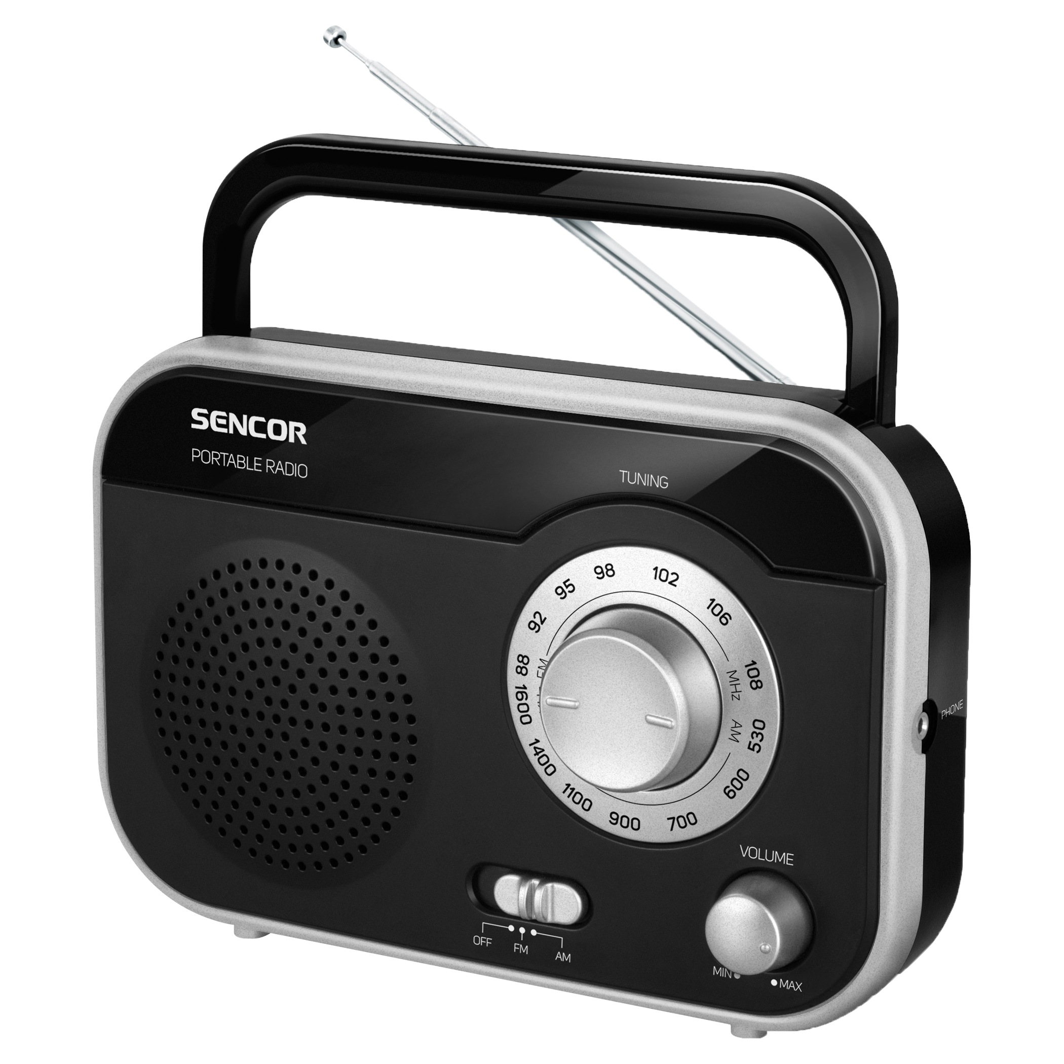 Sencor SRD 210BS AM, FM rádio napájané zo siete na batérie