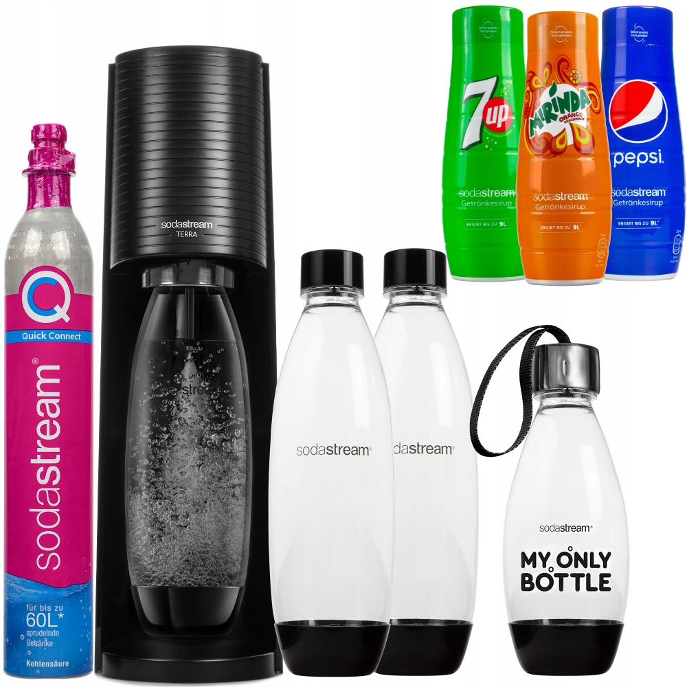 SATURATOR SODA STREAM TERRA SIRUP SET FĽAŠE