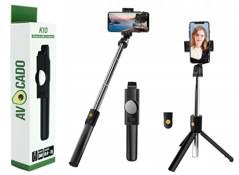Držiak na selfie tyč z avokáda, čierny