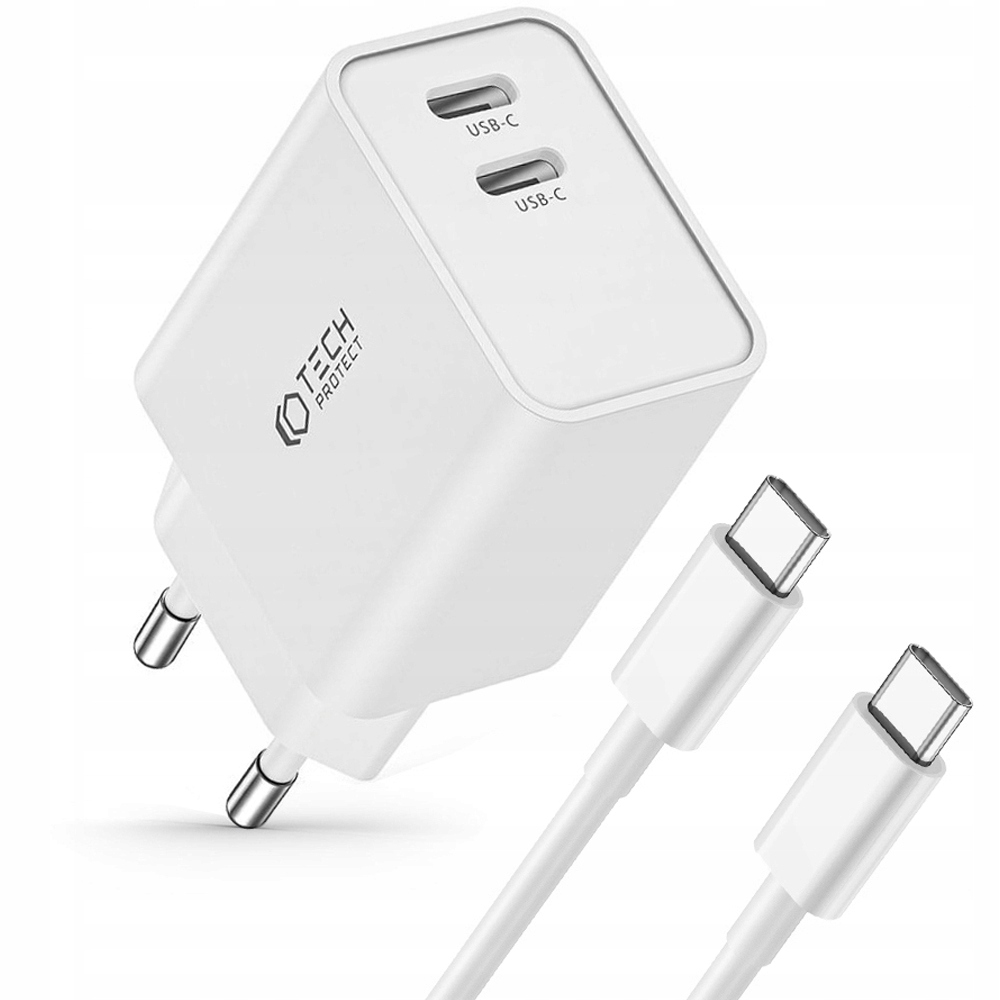 Tech-Protect USB typ C 3000 mA 5 V nástenná nabíjačka biela + Tech-Protect balenie produktu