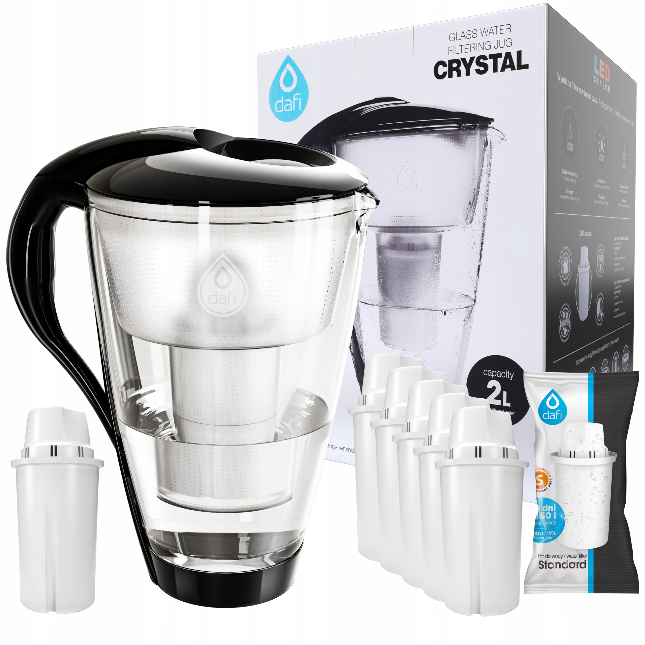 Filtračná kanvica Dafi Crystal 2l, čierna