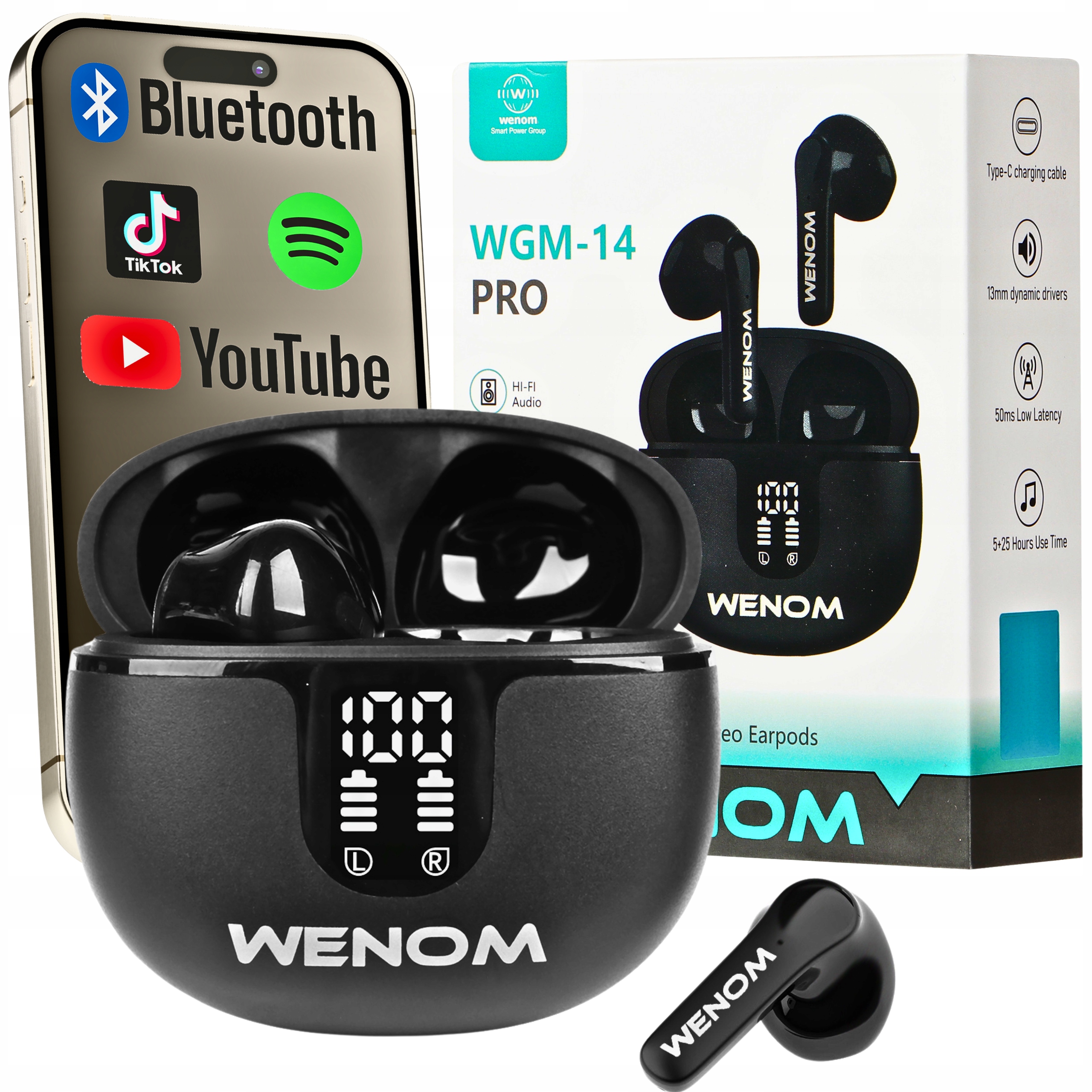 Bezdrôtové slúchadlá do uší Wenom WMG-14