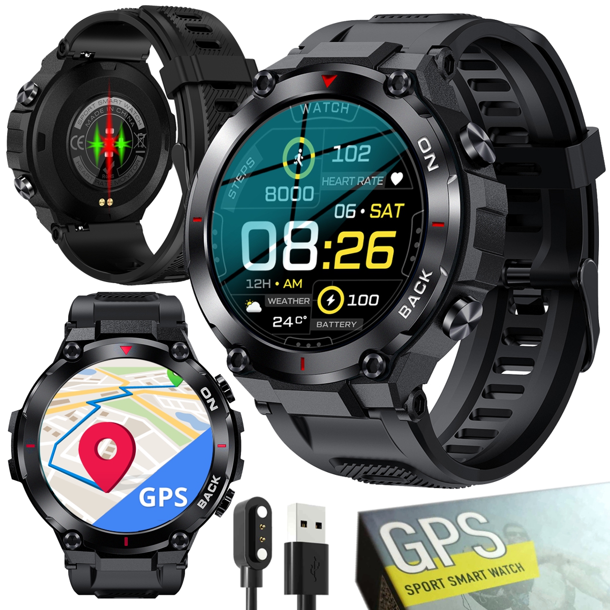 Inteligentné hodinky Aries Watches K37 Pro čierne + USB nabíjačka Aries Watches