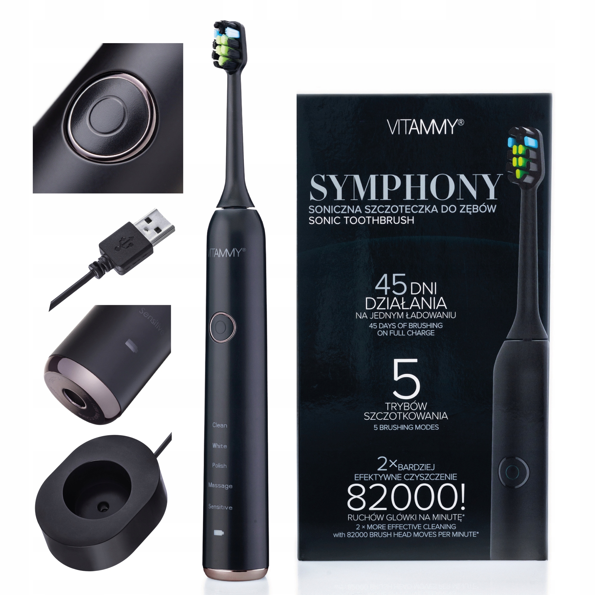 Sonická zubná kefka VITAMMY Symphony Black