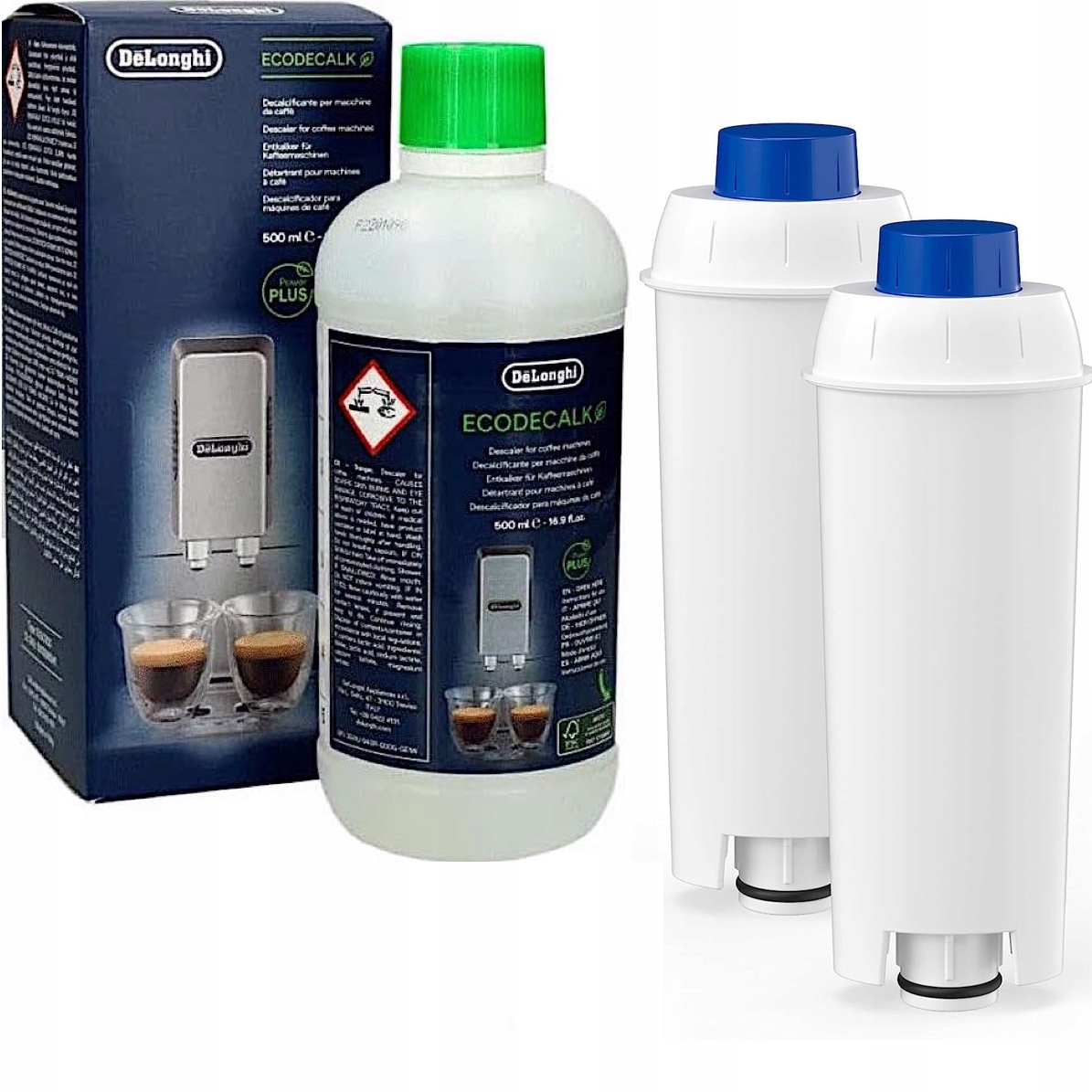 Delonghi Ecodecalk DLSC500 odstraňovač vodného kameňa 500 ml + 2× filtračná vložka Wessper AquaLunga WES039 1 ks.