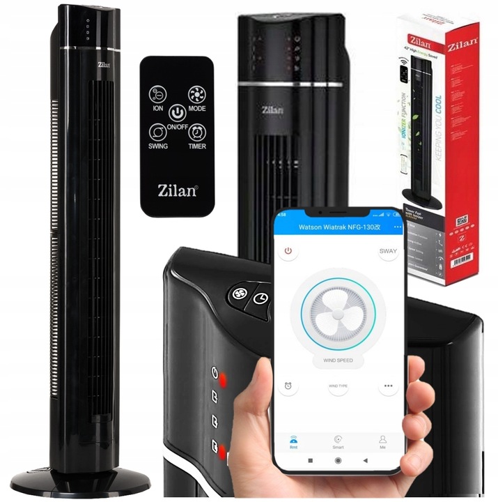 Stĺpový ventilátor Zilan Aroma čierny