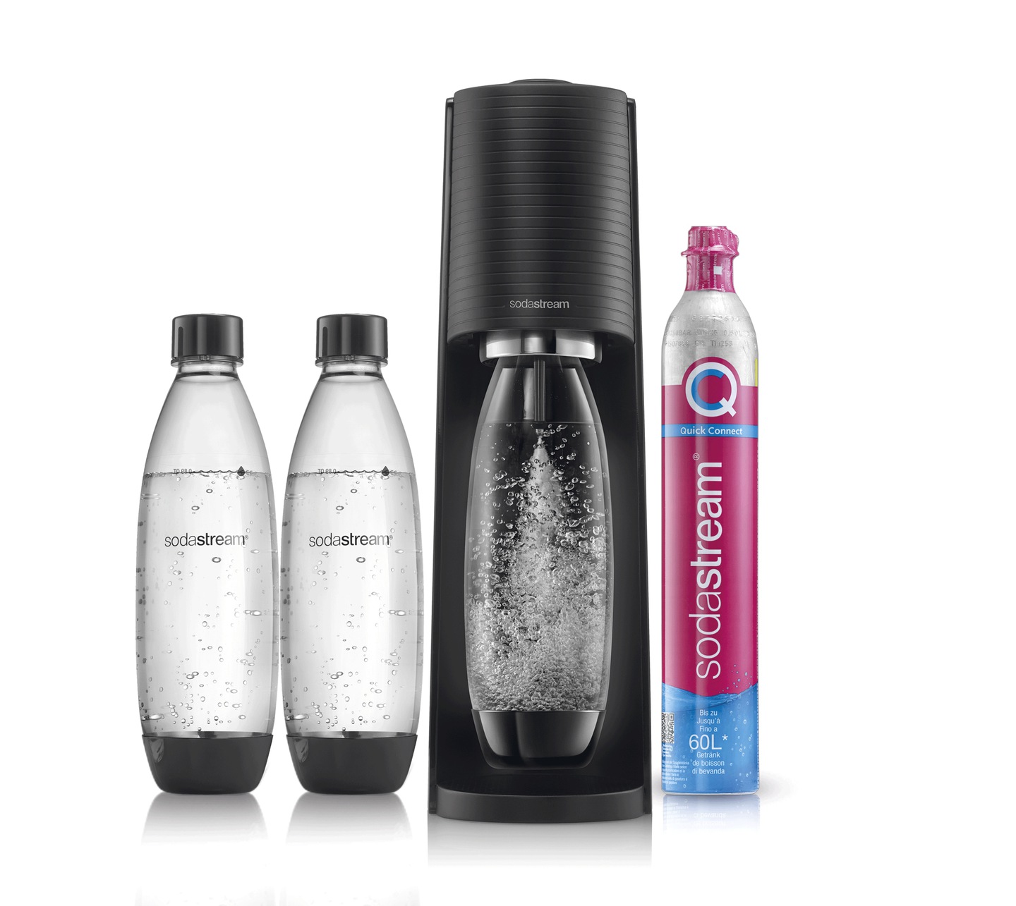 Čierny saturátor SodaStream Terra + 2 fľaše